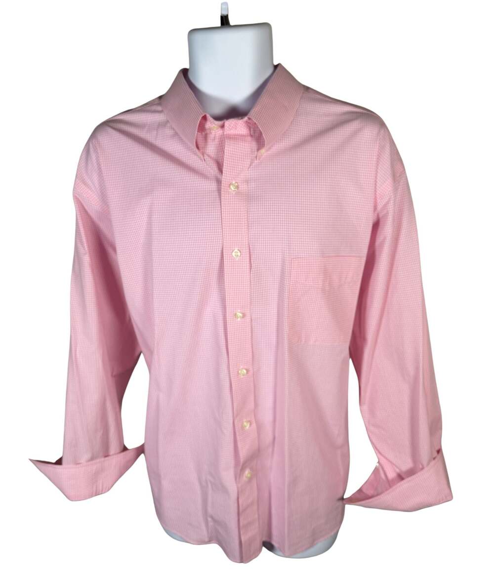 Club Room Men's Regular Button-Down Dress Shirt Pink & White Check